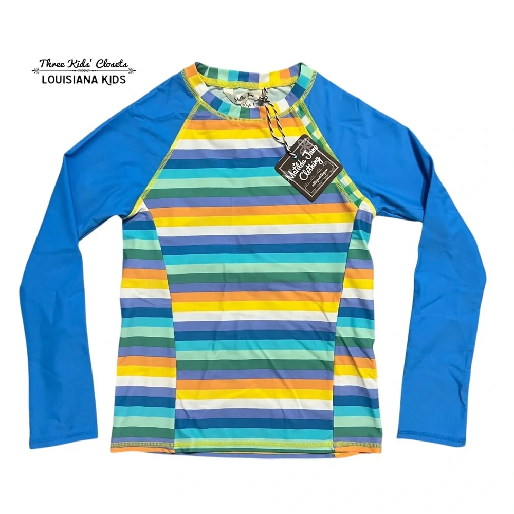 NEW Matilda Jane 12-18m or 8Y Let’s Go Together Undercover Swim Rashguard Stripe